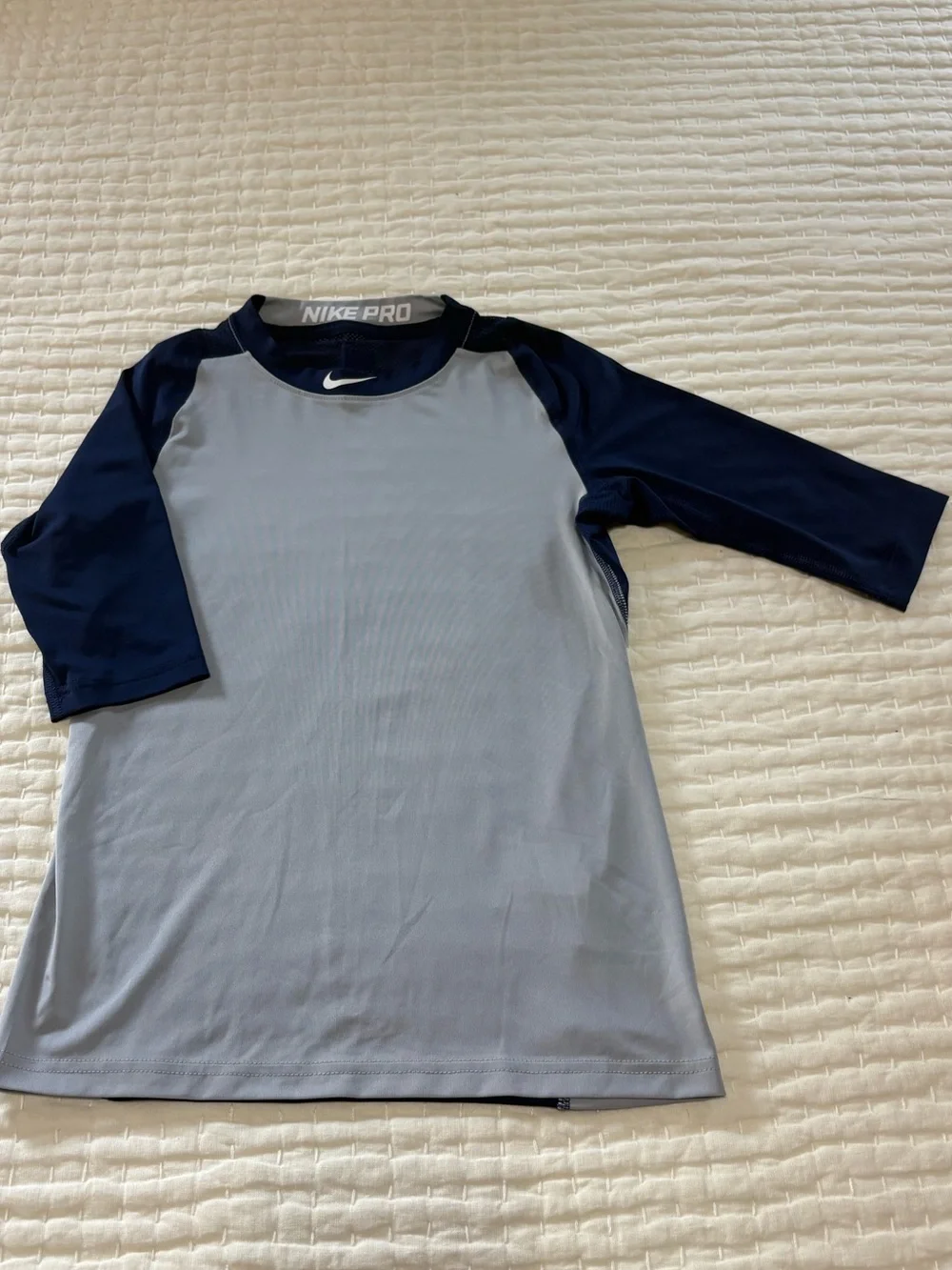 Boys Nike Pro Two-Tone Baseball Top - Light Blue & Navy
